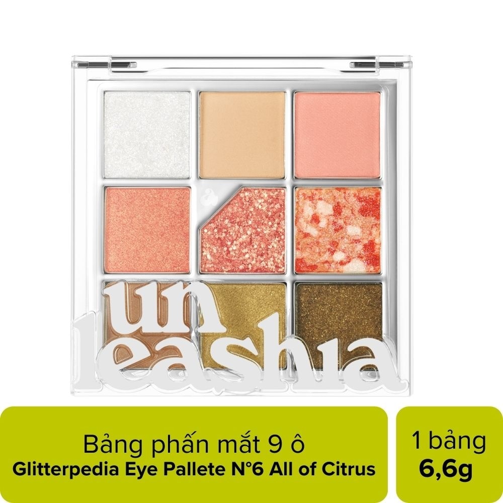 Bảng Phấn Mắt 9 Ô Unleashia Glitterpedia Eye Palette 6.2g .#No.6 All of Citrus