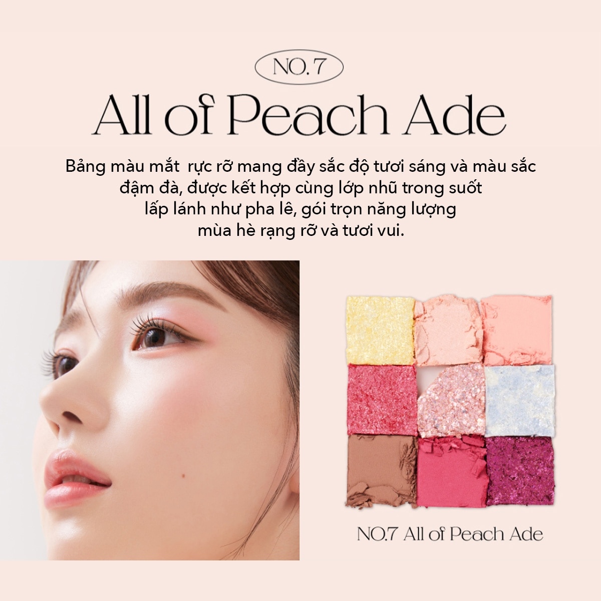 Bảng Phấn Mắt 9 Ô Unleashia Glitterpedia Eye Palette 6.2g .#No.7 All of Peach Ade