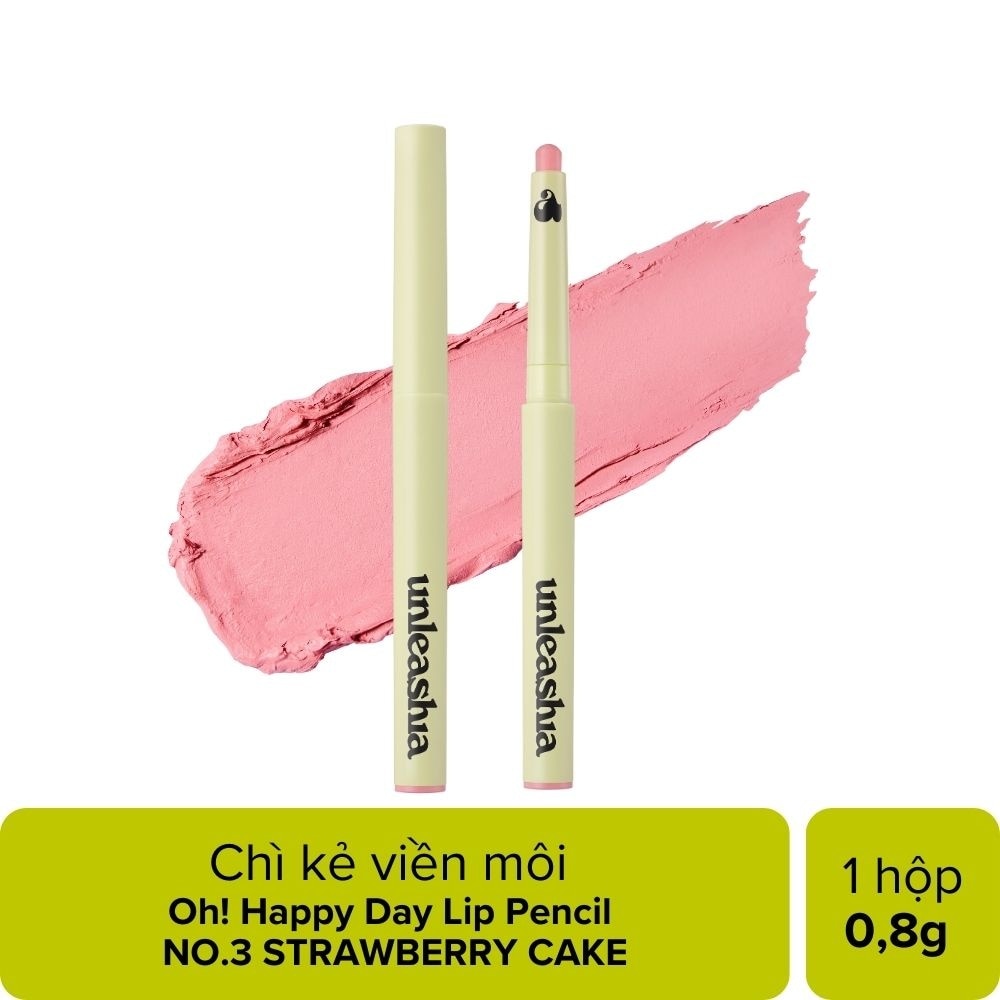 Chì Kẻ Viền Môi Unleashia Oh! Happy Day Lip Pencil 0.8g .#No.3 Strawberry Cake