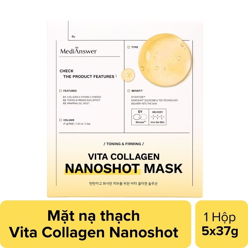 Mặt Nạ Thạch MediAnswer Vita Collagen Nanoshot Mask 37g x 5pcs