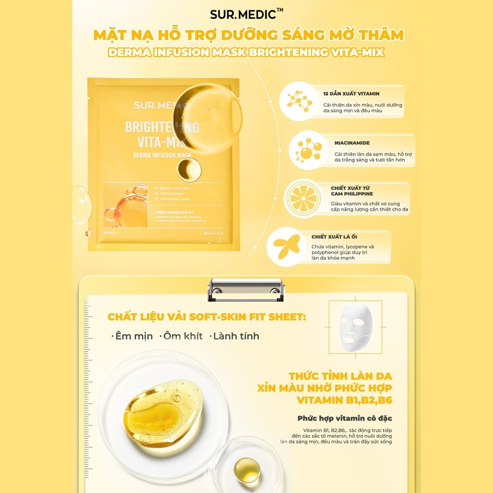 Mặt Nạ Dưỡng Sáng Sur.Medic Derma Infusion Mask Brightening Vita-Mix 28g