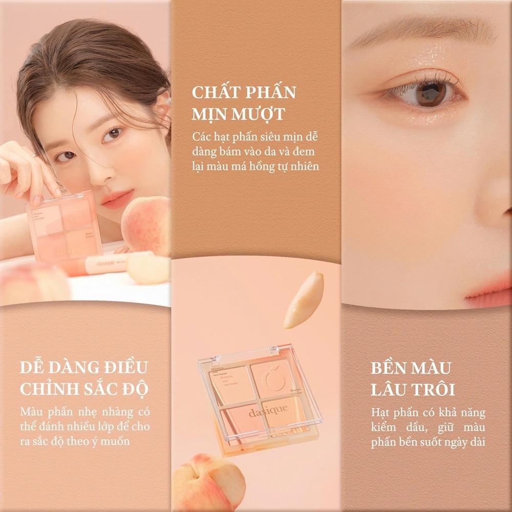 Phấn Má Hồng Dasique Blending Mood Cheek 11.2g .#03 Peach Blending