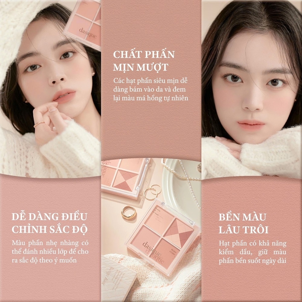 Phấn Má Hồng Dasique Blending Mood Cheek 11.4g .#04 Beige Knit
