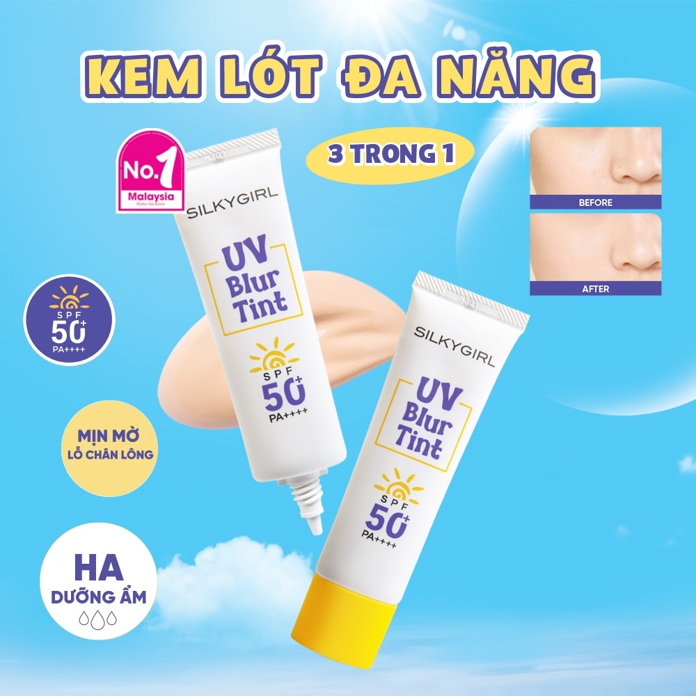 Kem Lót Chống Nắng Silkygirl UV Blur Tint SPF50+ PA++++ 25ml .#01 Light Beige