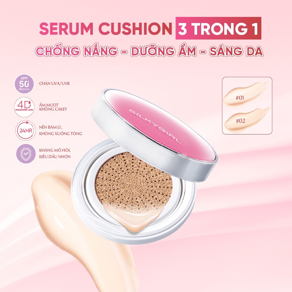Phấn Nước Chống Nắng Silkygirl Serum Cushion SPF50+ PA+++ 13g .#02 Light