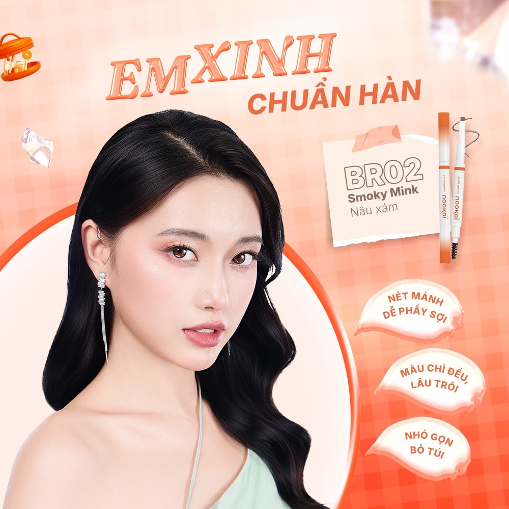 Chì Kẻ Mày Nookoi Just Me Eyebrow 0.2g .#BR02 Smoky Mink