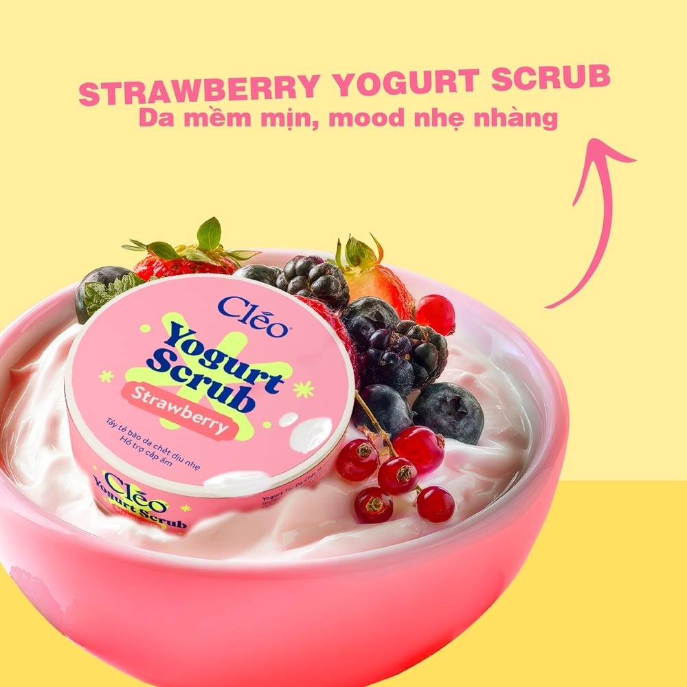 Tẩy Tế Bào Chết Toàn Thân Cleo Yogurt Scrub Strawberry 200ml