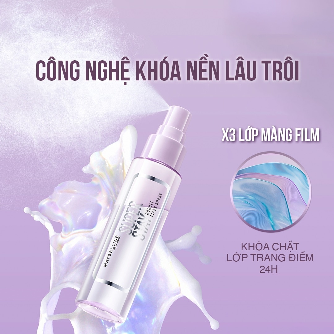 Xịt Khóa Nền Maybelline Super Stay Double Fixer Spray 55ml