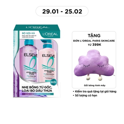 L'OREAL PARIS Combo L'oreal Elseve Hyaluron Pure (Dầu Gội 620ml+Dầu Xả 375ml)