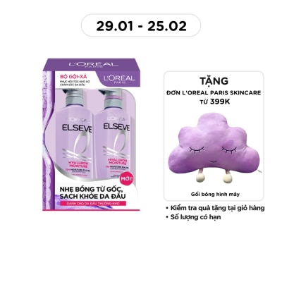 L'OREAL PARIS Combo L'oreal Elseve Hyaluron Moisture (Dầu Gội 620ml+Dầu Xả 375ml)
