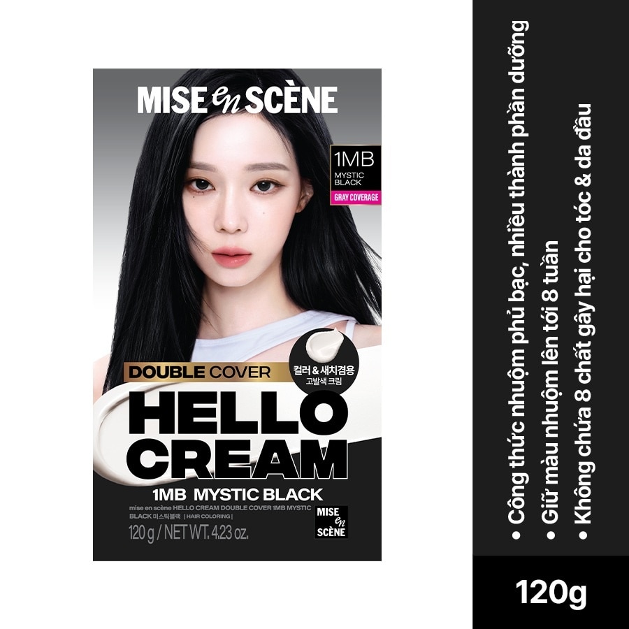 mise en scène Hello Cream Double Cover 120g .#1MB Mystic Black
