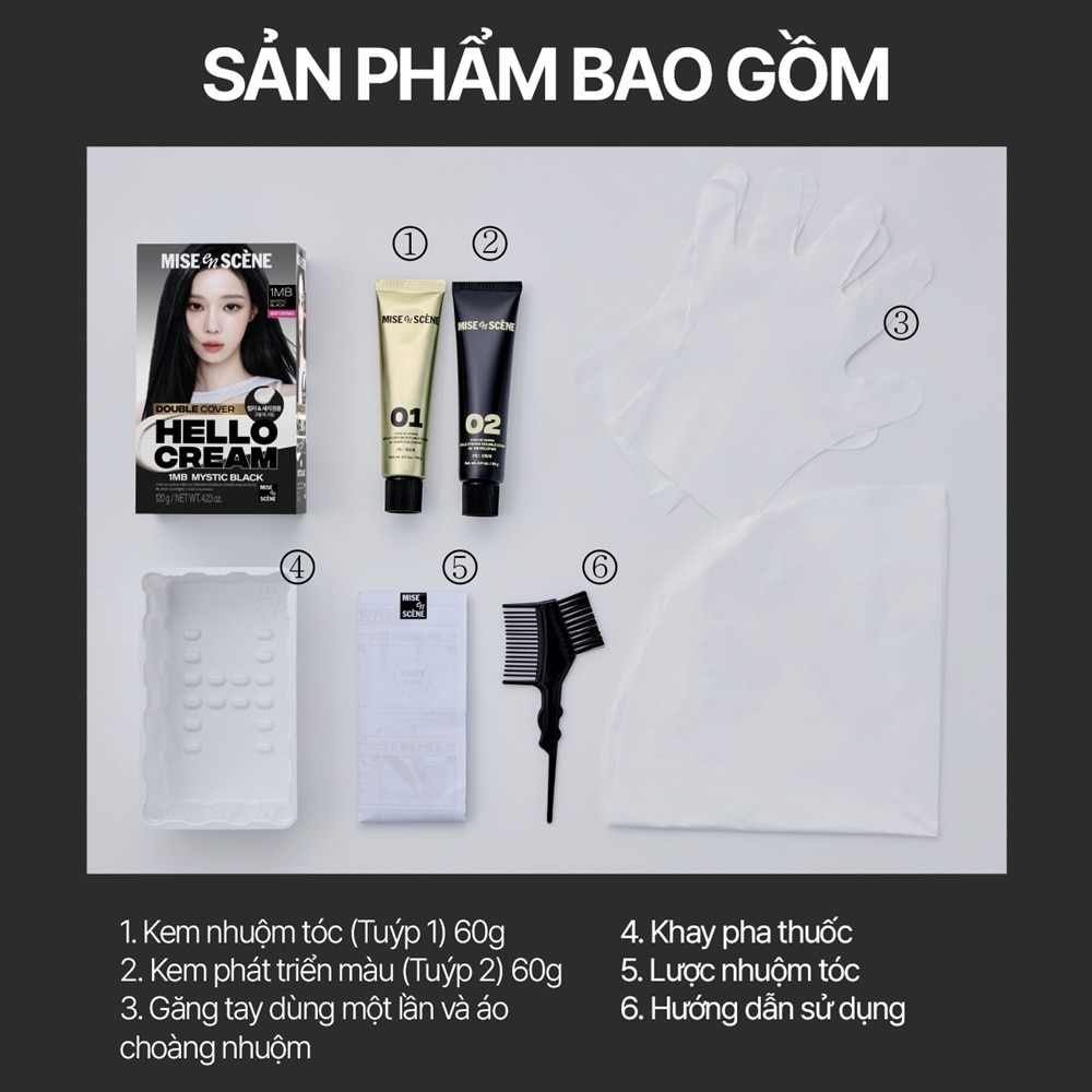 mise en scène Hello Cream Double Cover 120g .#1MB Mystic Black