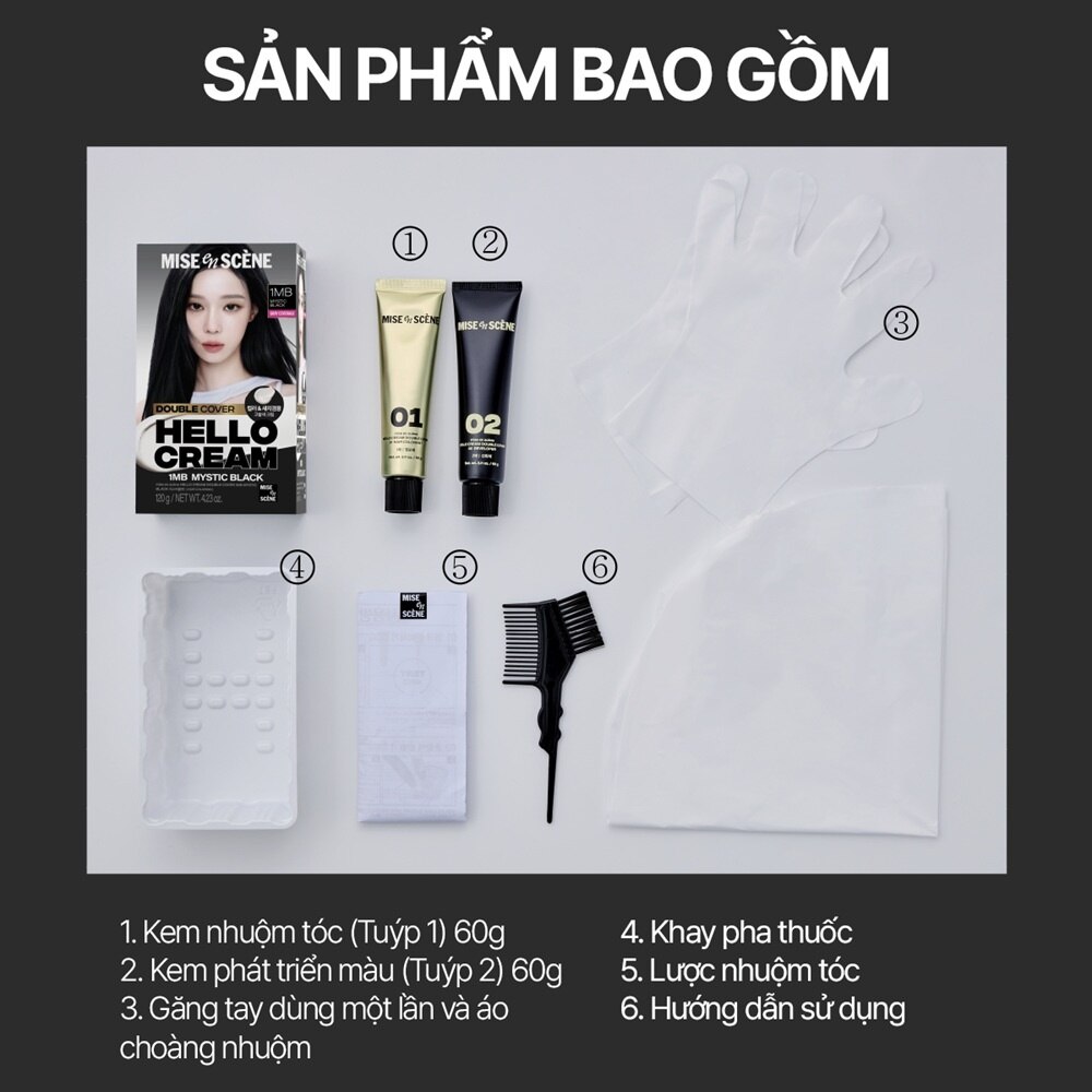 Kem Nhuộm Tóc Phủ Bạc mise en scène Hello Cream Double Cover 120g .#4DCB Nâu Choco Đậm