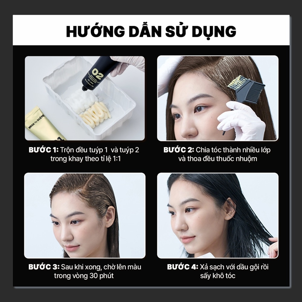Kem Nhuộm Tóc Phủ Bạc mise en scène Hello Cream Double Cover 120g .#4DCB Nâu Choco Đậm