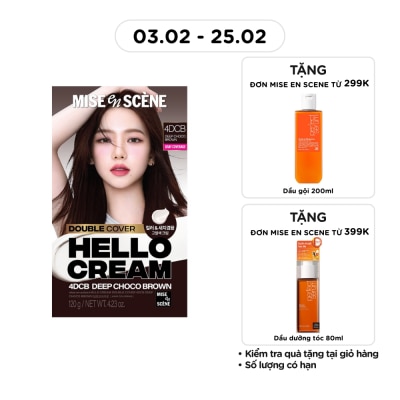MISE EN SCÈNE Kem Nhuộm Tóc Phủ Bạc mise en scène Hello Cream Double Cover 120g .#4DCB Nâu Choco Đậm