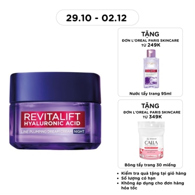 L'OREAL PARIS Kem Dưỡng Ban Đêm L'oréal Revitalift Hyaluronic Acid Line Plumping Dream Cream Night 50ml image