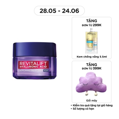 L'OREAL PARIS - Kem Dưỡng Ban Đêm L'oréal Revitalift Hyaluronic Acid Line Plumping Dream Cream Night 50ml