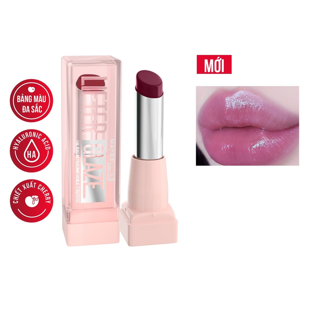Son Dưỡng Có Màu Maybelline Lifter Glaze Oil Balm 2.8g .#008 Acai Glaze Berry Mận Thạch