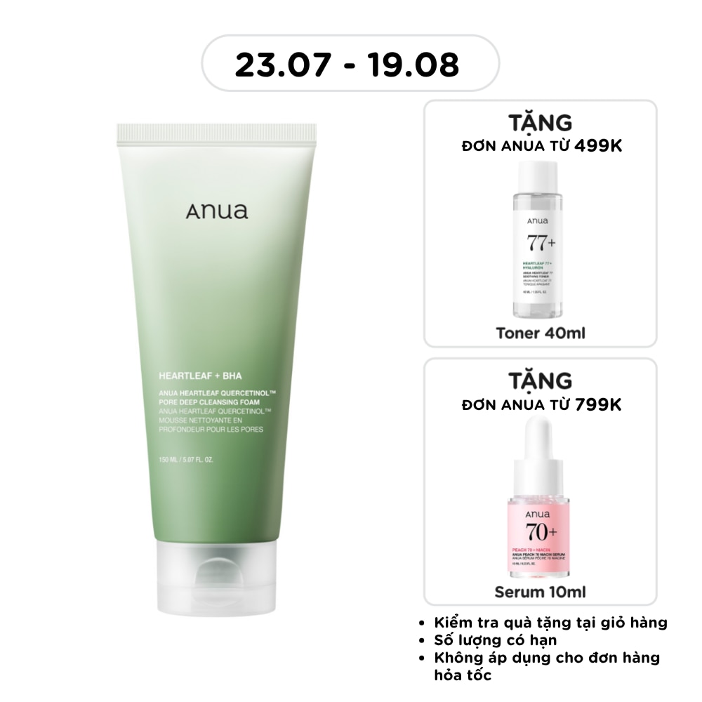 Sữa Rửa Mặt Anua Heartleaf Quercetinol Pore Deep Cleansing Foam 150ml