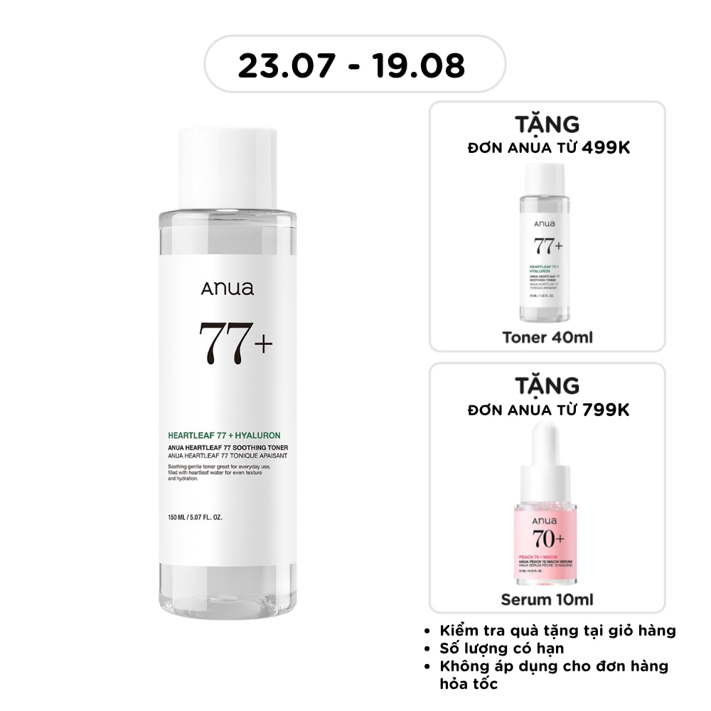 Nước Hoa Hồng Diếp Cá Anua Heartleaf 77 Soothing Toner 150ml