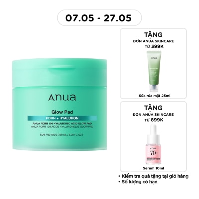 ANUA - Toner Pad Anua PDRN 100 Hyaluronic Acid Glow Pad 180ml/60 miếng