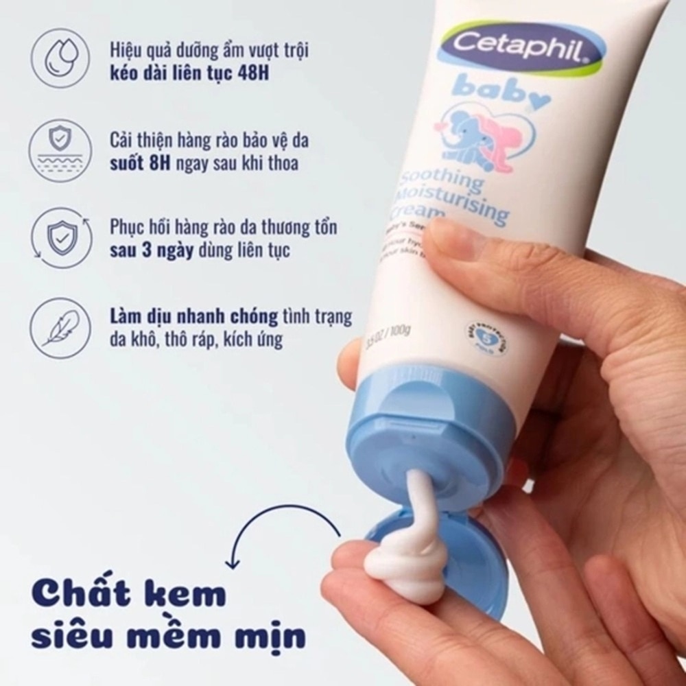 Kem Dưỡng Ẩm Và Làm Dịu Da Cho Bé Cetaphil Baby Soothing Moisturising Cream 100g