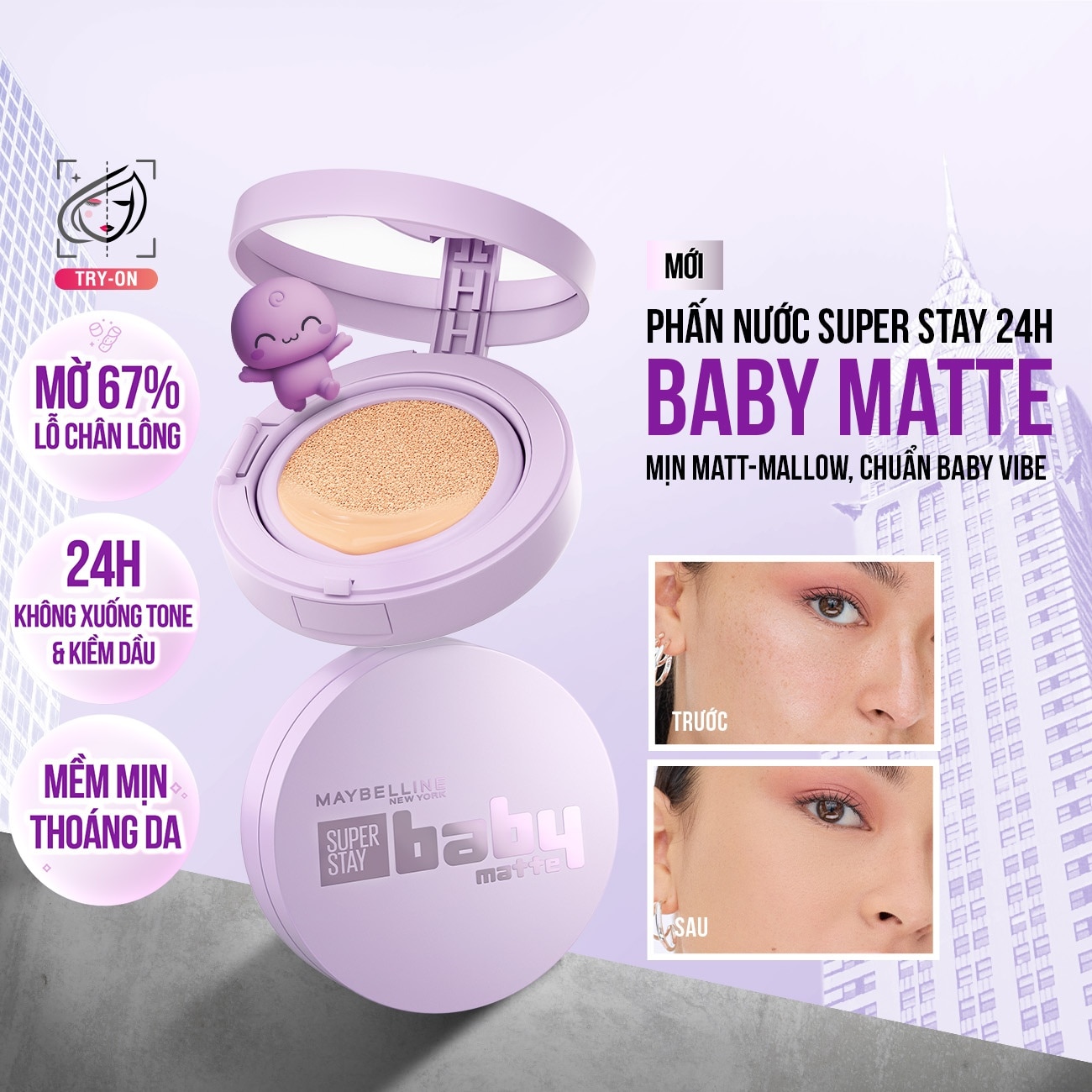 Phấn Nước Mịn Lì Maybelline Super Stay Baby Matte Up To 24H Soft Matte Cushion 11g .#120.5 image