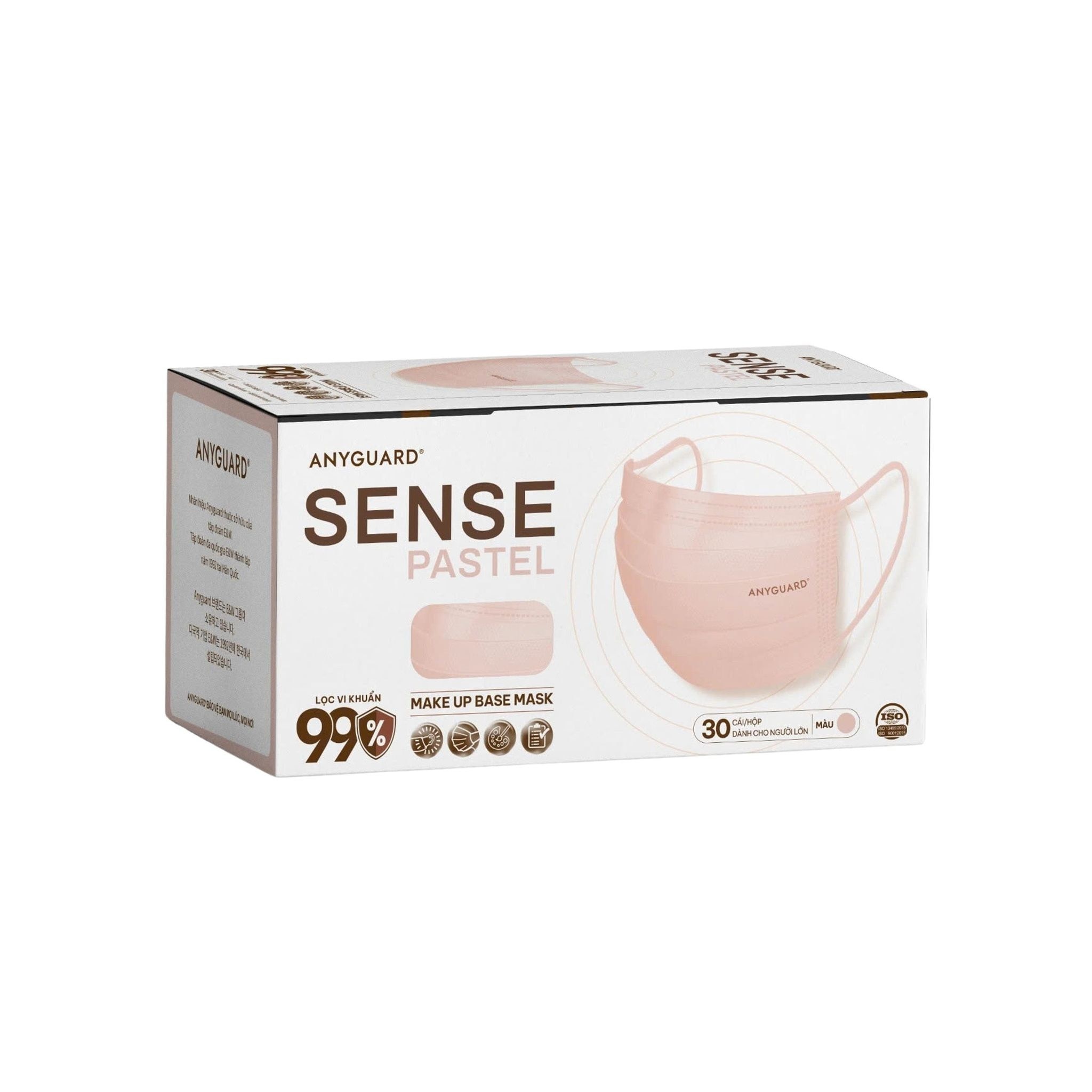 Khẩu Trang Anyguard Sense Pastel Màu Hồng Cam Đất 30Cái