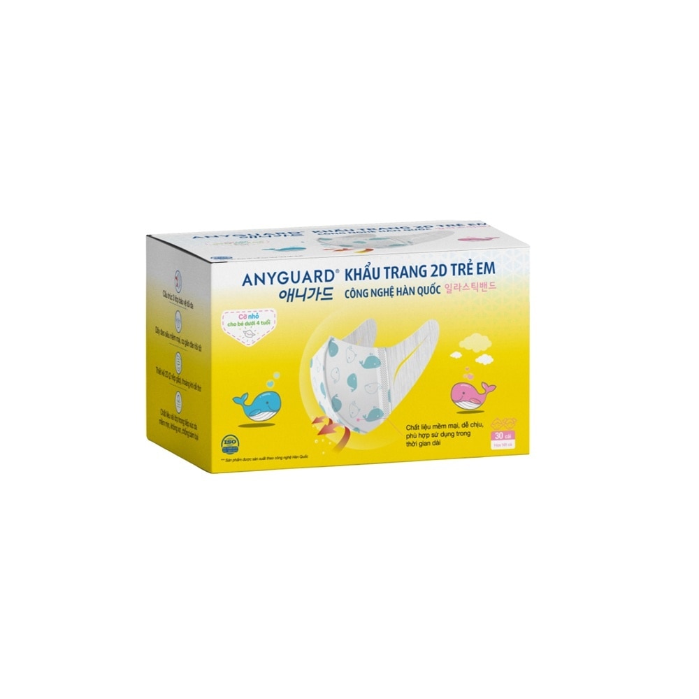 Khẩu Trang Cho Bé Anyguard 2D Dưới 4 Tuổi 30Cái