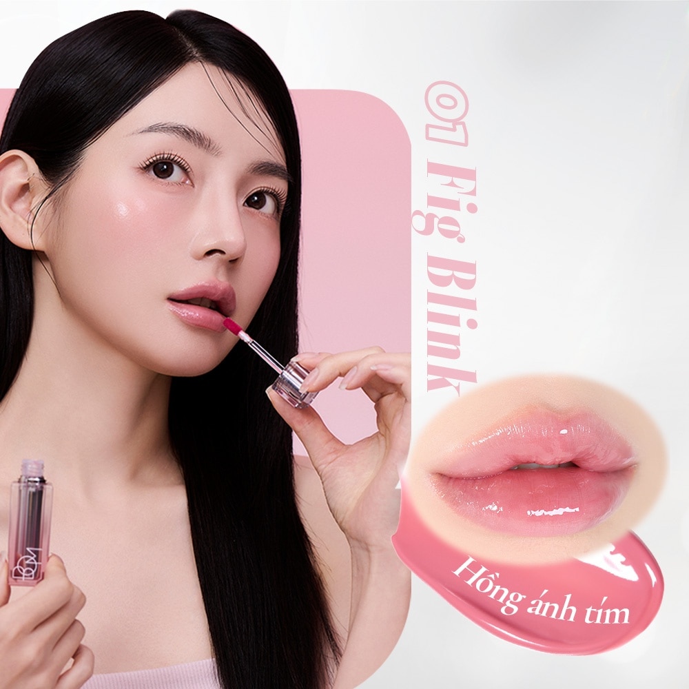 Son Bóng BOM Lip Flash Tint 3g .#01 Fig Blink Hồng Ánh Tím