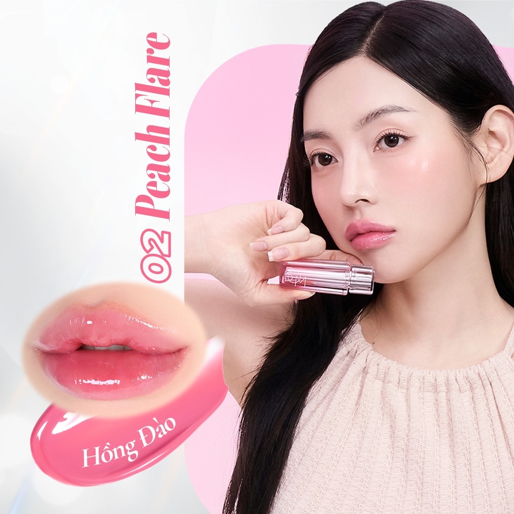 Son Bóng BOM Lip Flash Tint 3g .#02 Peach Flare Hồng Đào