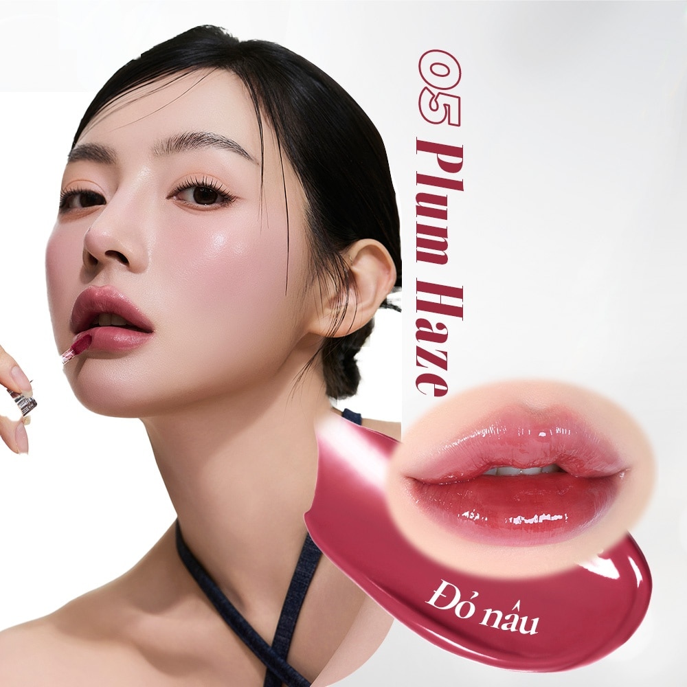Son Bóng BOM Lip Flash Tint 3g .#05 Plum Haze Đỏ Nâu