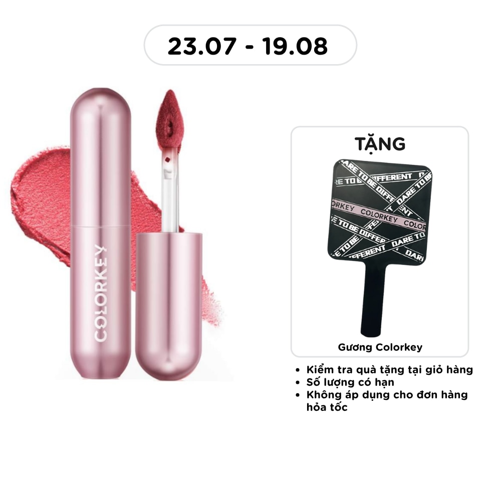 Son Kem Colorkey Mousse Matte Lip Mud 2g .#R107 Rosy Twilight Hồng Đào