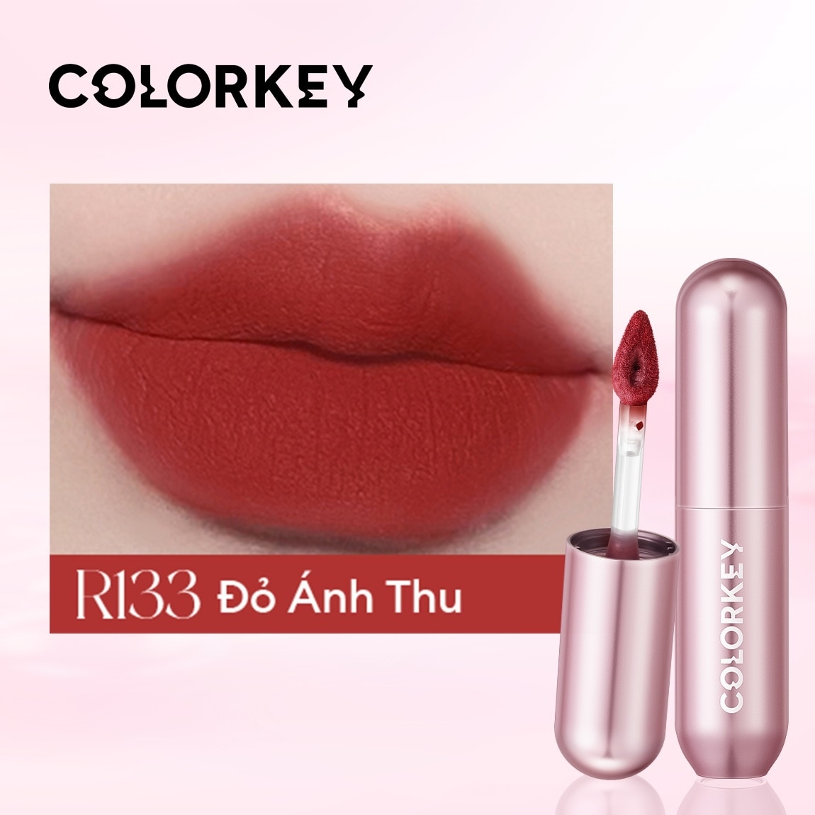 Son Kem Colorkey Mousse Matte Lip Mud 2g .#R133 Autumn Red Đỏ Ánh Thu