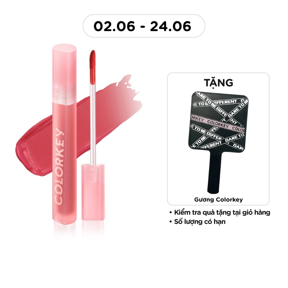 Son Kem Lì Colorkey Airy Velvet Lip Lacquer 2.5g .#R247 Hồng Đào