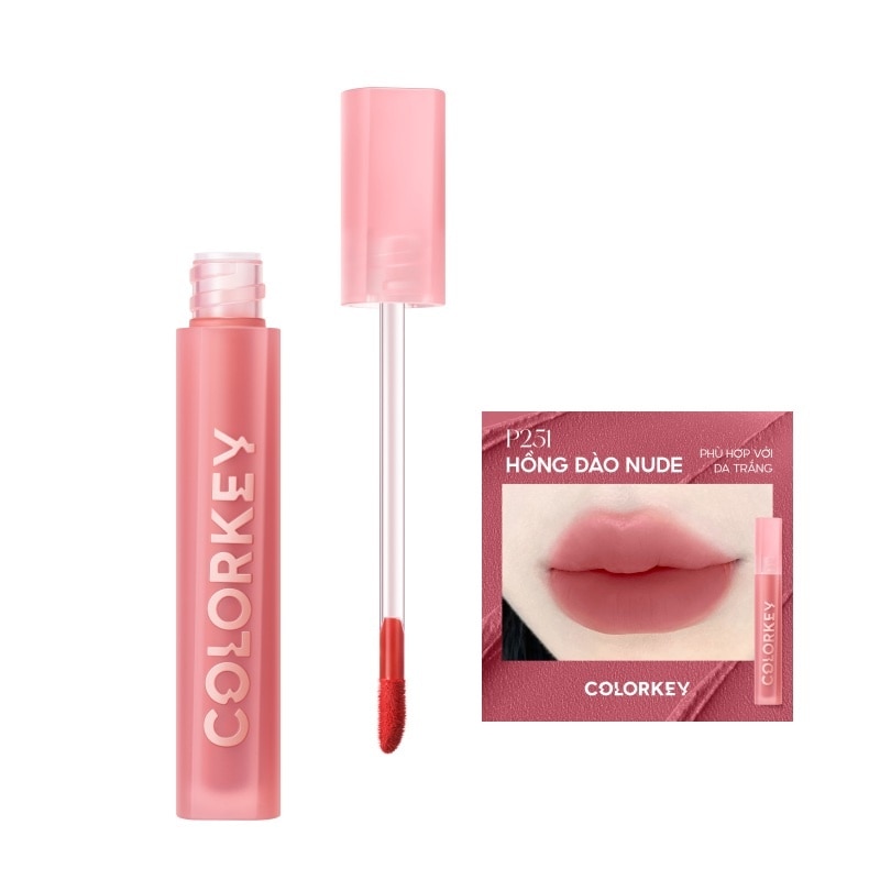 Son Kem Lì Colorkey Airy Velvet Lip Lacquer 2.5g .#P251 Hồng Đào Nude