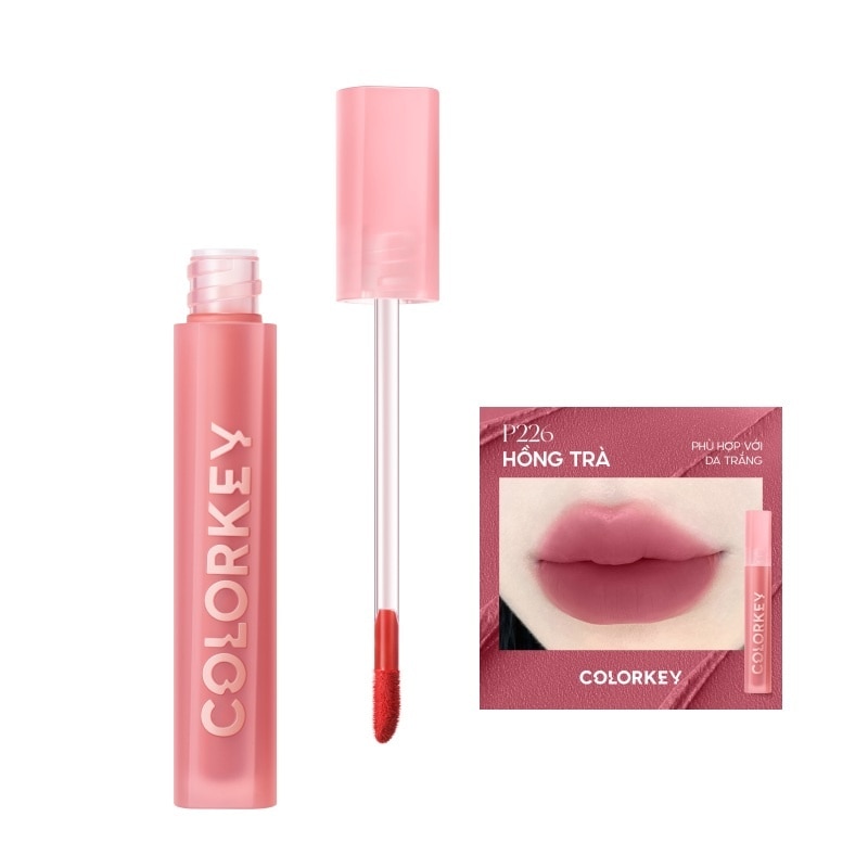 Son Kem Lì Colorkey Airy Velvet Lip Lacquer 2.5g .#P226 Hồng Trà