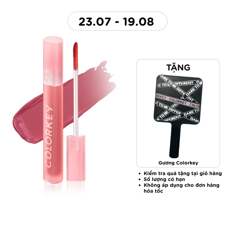 Son Kem Lì Colorkey Airy Velvet Lip Lacquer 2.5g .#P226 Hồng Trà