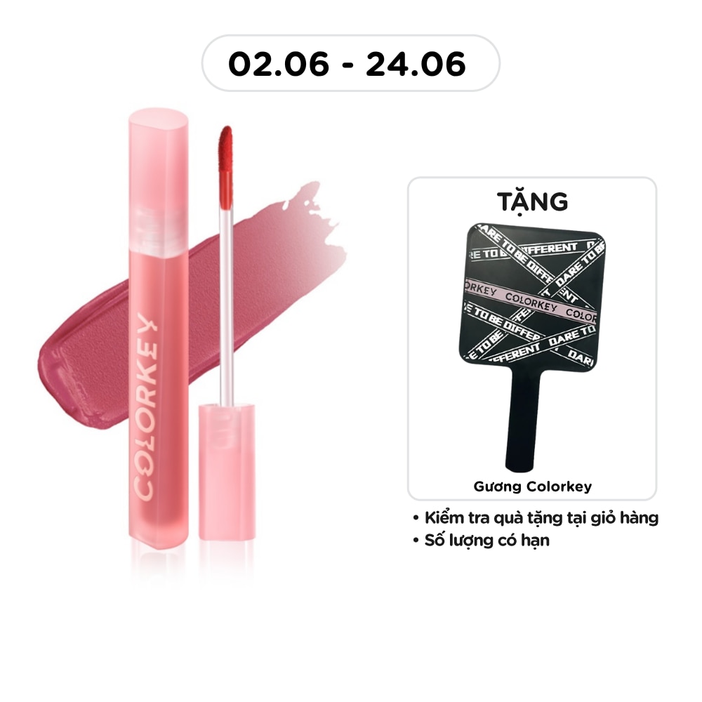 Son Kem Lì Colorkey Airy Velvet Lip Lacquer 2.5g .#P226 Hồng Trà