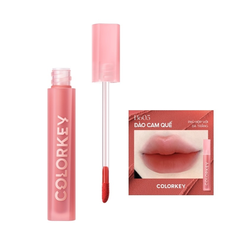 Son Kem Lì Colorkey Airy Velvet Lip Lacquer 2.5g .#B605 Đào Cam Quế image