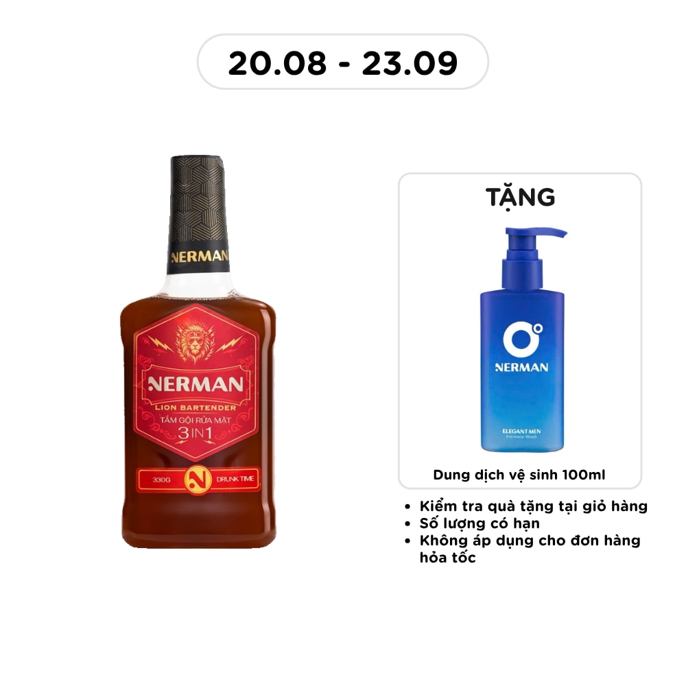 Sữa tắm gội 3in1 Nerman Lion Bartender Hương Drunk Time 330g image