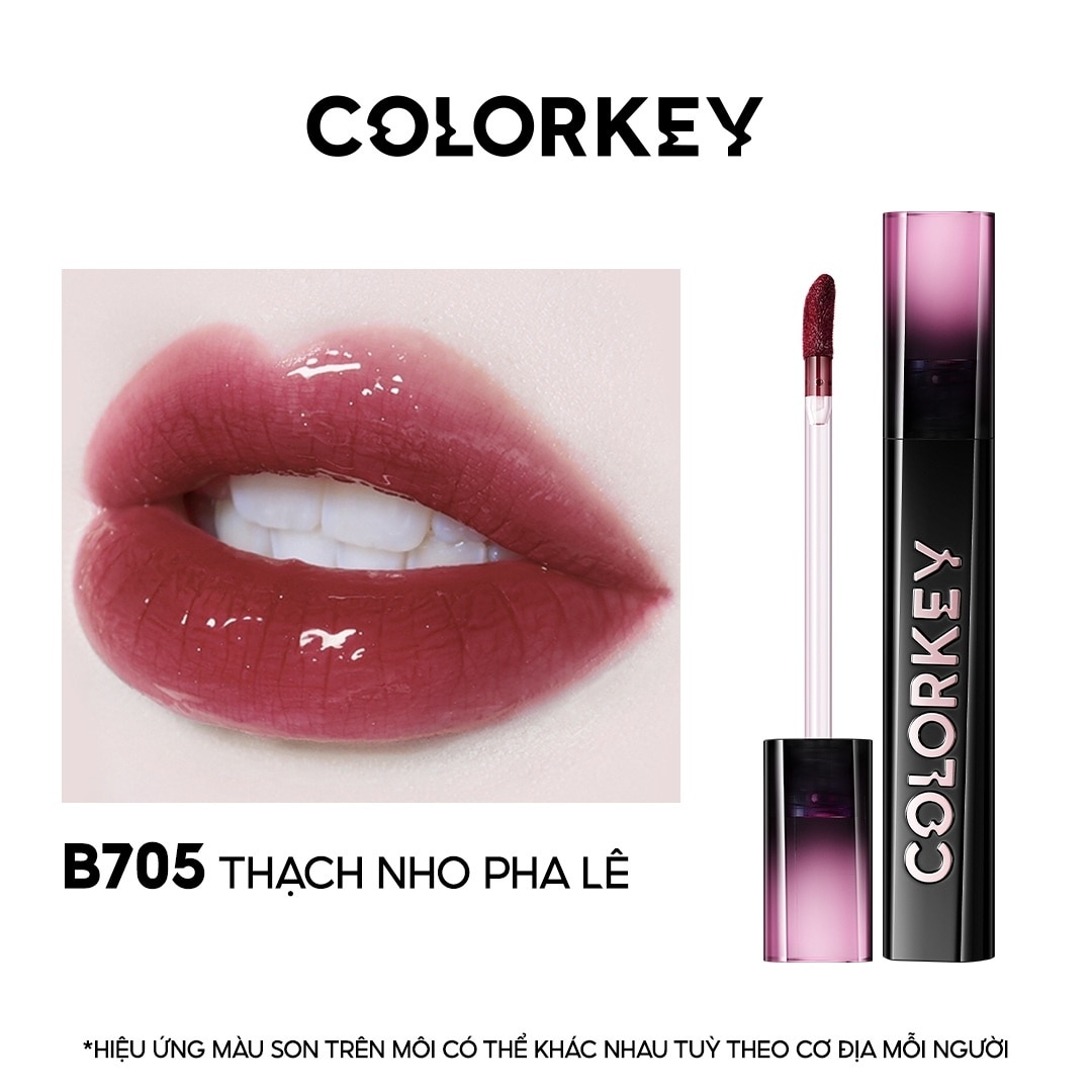 Son Bóng Colorkey Airy Lip Mirror Series 2.5g .#B705 Thạch Nho Pha Lê