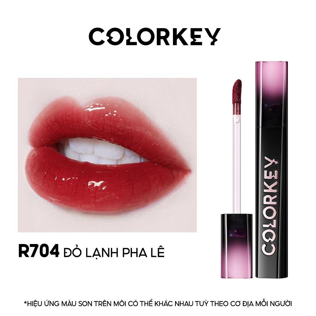 Son Bóng Colorkey Airy Lip Mirror Series 2.5g .#R704 Đỏ Lạnh Pha Lê