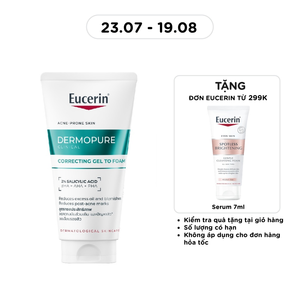 Gel Rửa Mặt Cho Da Mụn Eucerin Dermopure Clinical Correcting Gel To Foam 75ml