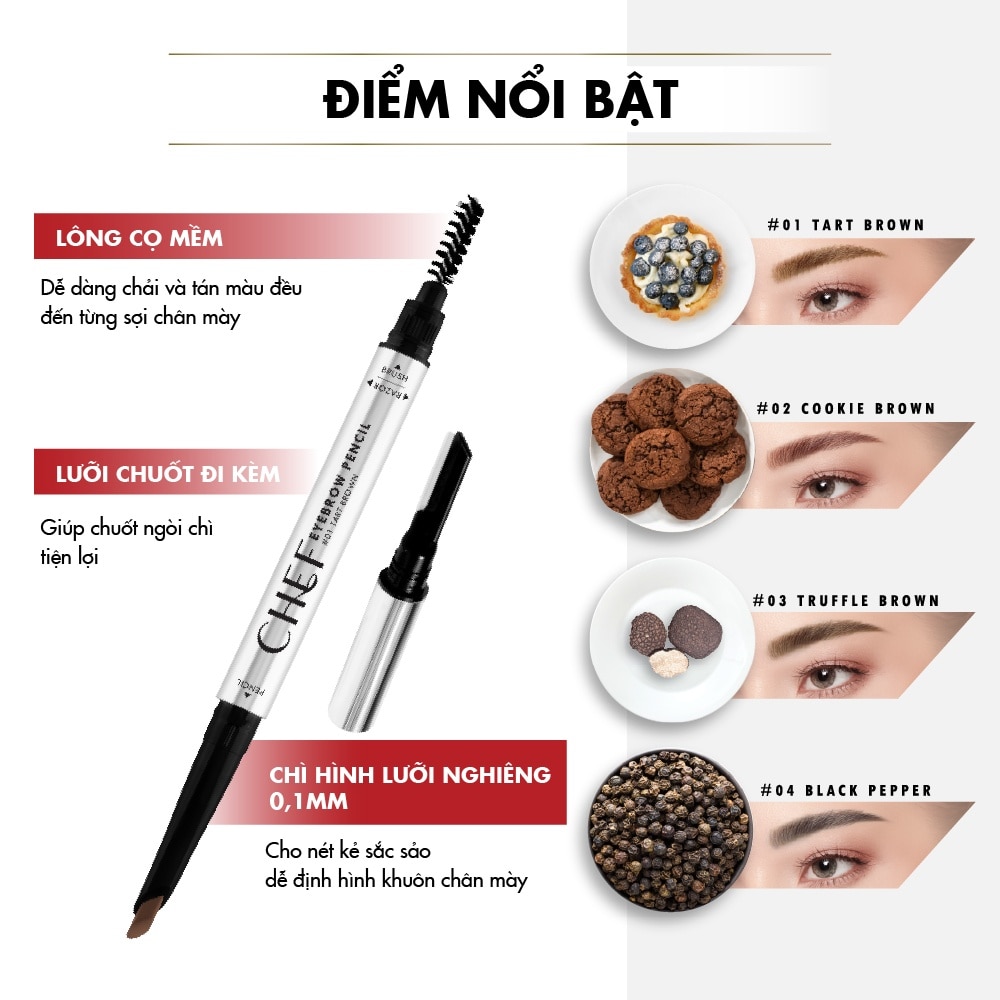 Chì Kẻ Chân Mày Browit Chef Eyebrow Pencil 0.15g .#02 Cookie Brown