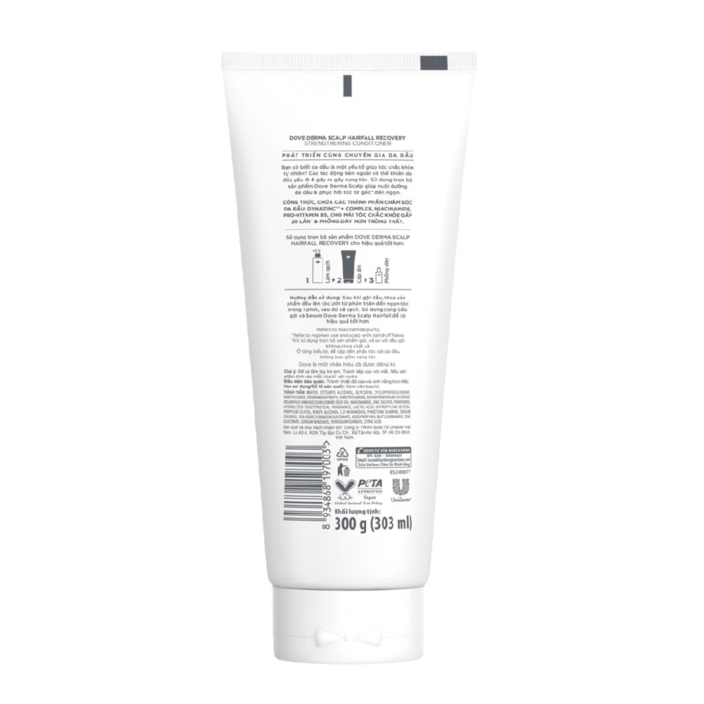 Kem Xả Dove Derma Scalp Giảm Gãy Rụng Tóc Hairfall Recovery Strengthening Conditioner 300g