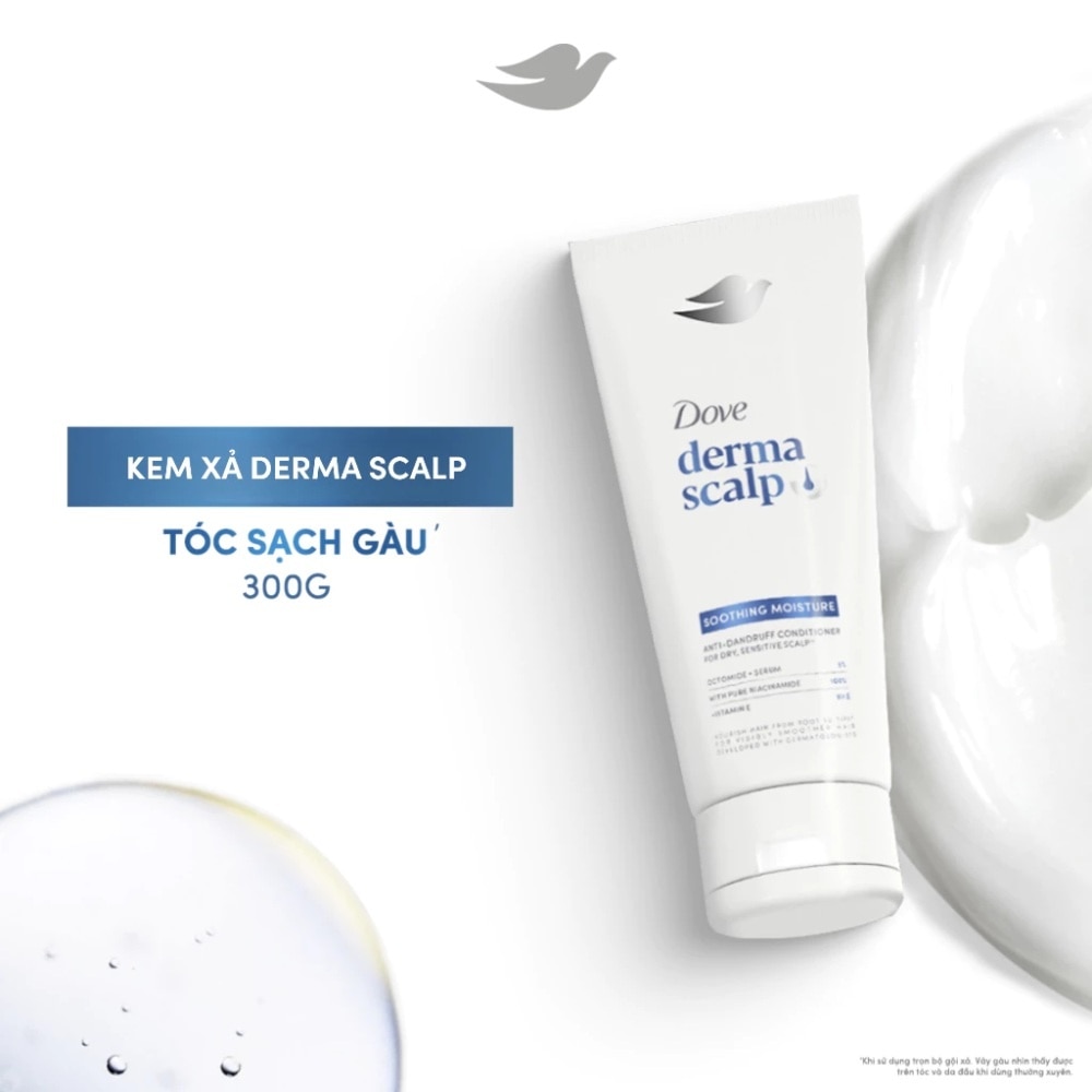 Kem Xả Dove Derma Scalp Sạch Gàu Soothing Moisture Anti-Dandruff Conditioner 300g