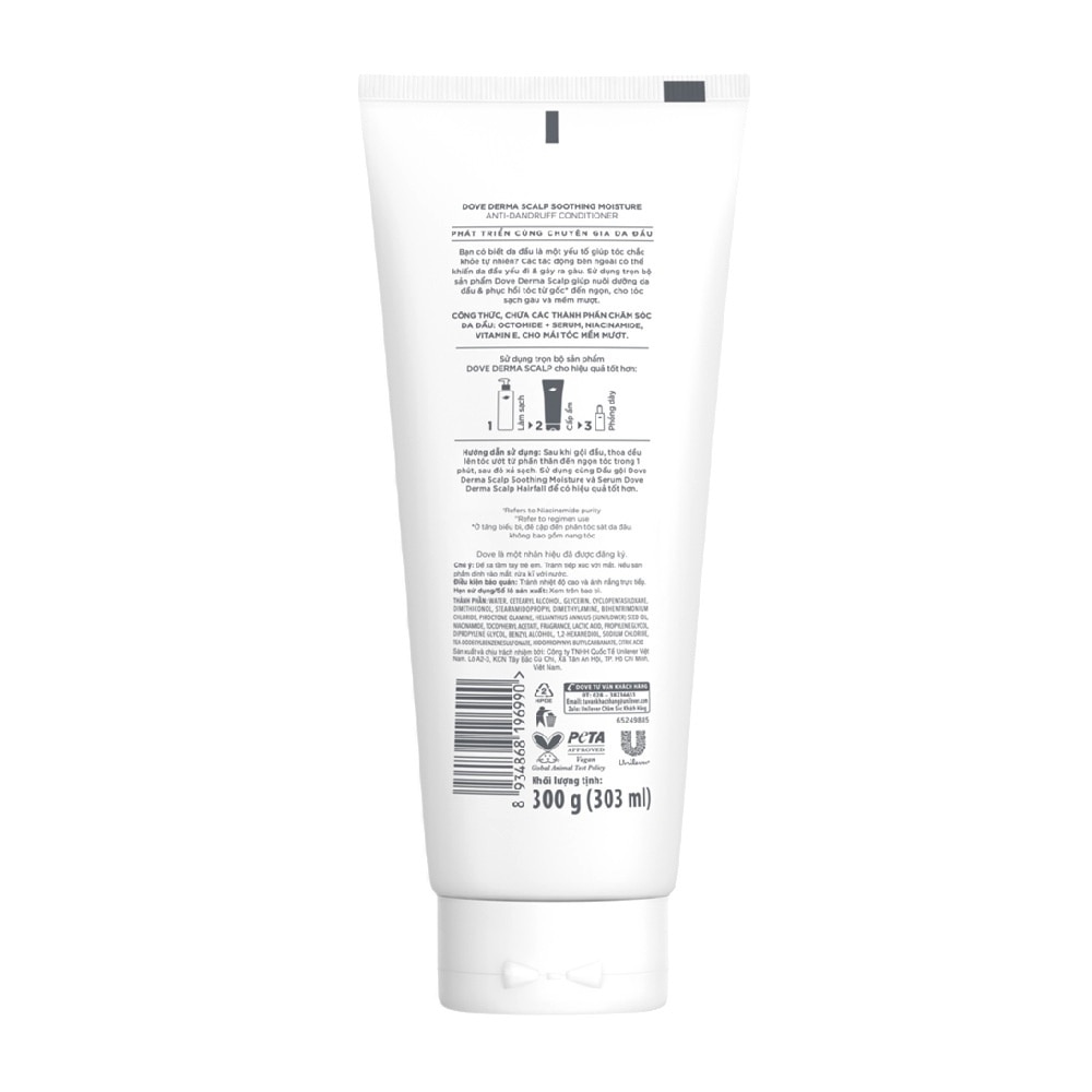 Kem Xả Dove Derma Scalp Sạch Gàu Soothing Moisture Anti-Dandruff Conditioner 300g