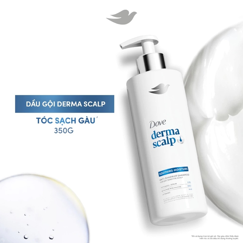 Dầu Gội Dove Derma Scalp Sạch Gàu Soothing Moisture Anti-Dandruff Shampoo 350g