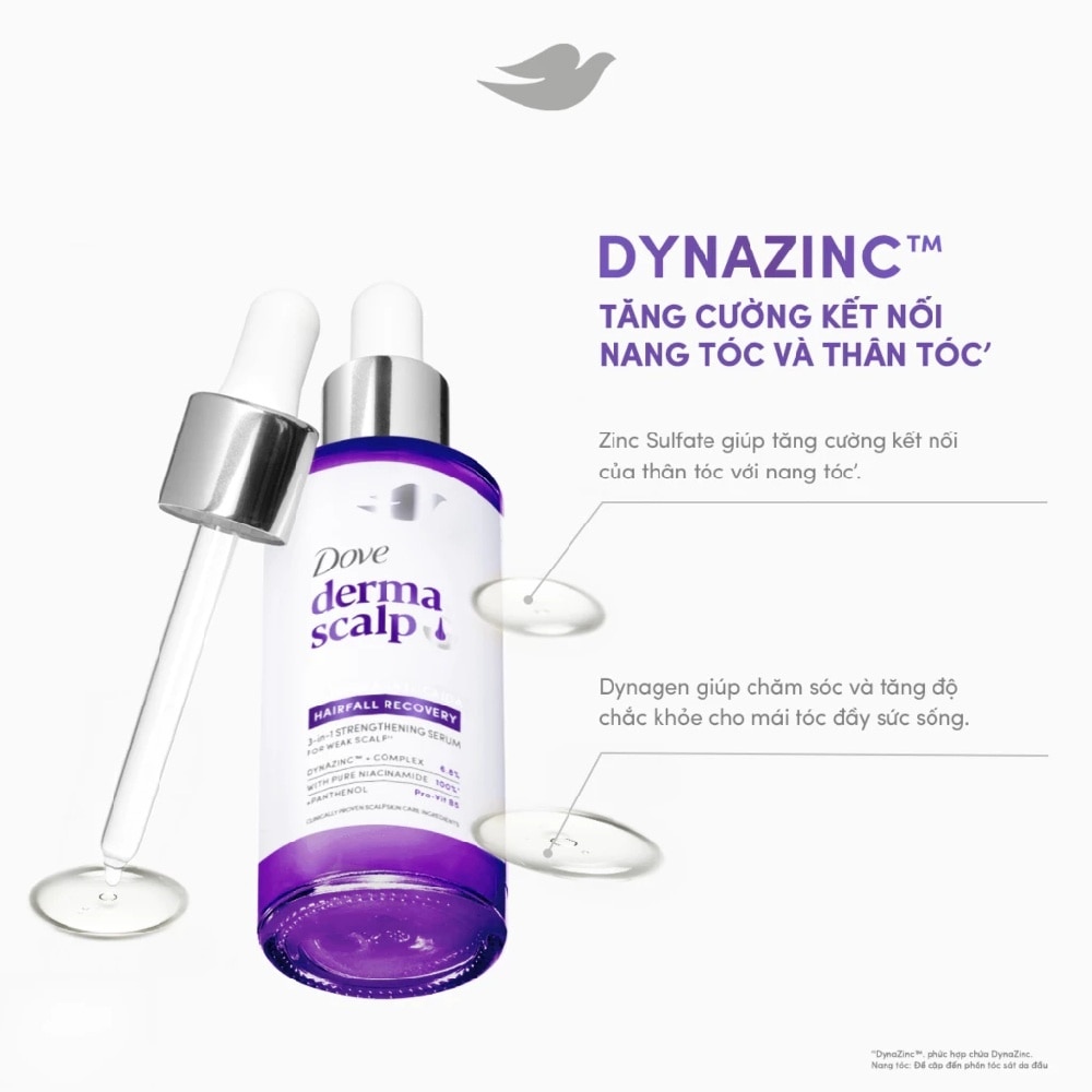 Serum Dưỡng Tóc Dove Derma Scalp Hairfall Recovery 3-In-1 Strengthening Serum 45ml